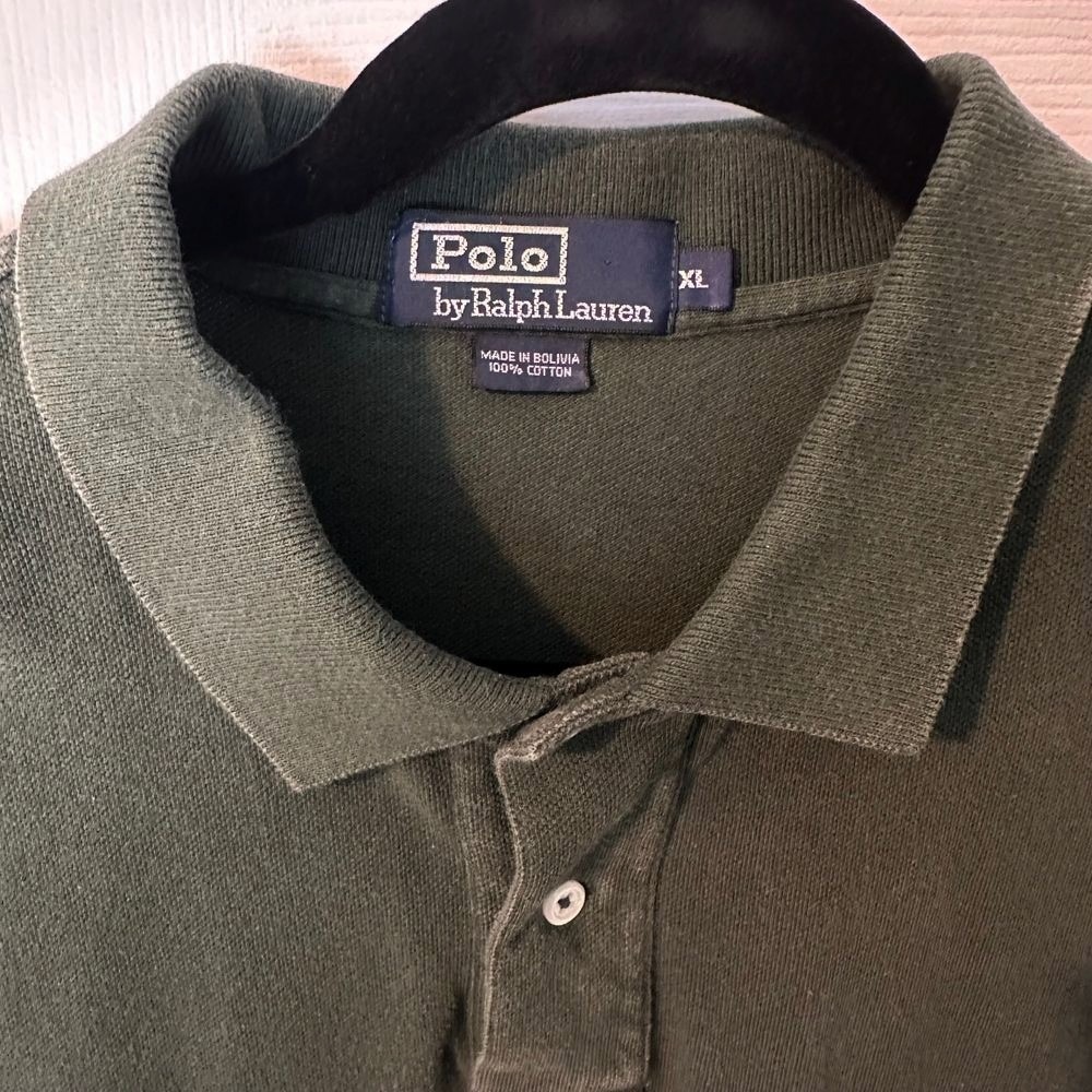 Polo Ralph Lauren Long Sleeve Polo Shirt Red Pony Logo Olive Green Men's XL